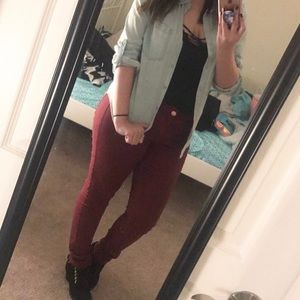 Burgundy jeans